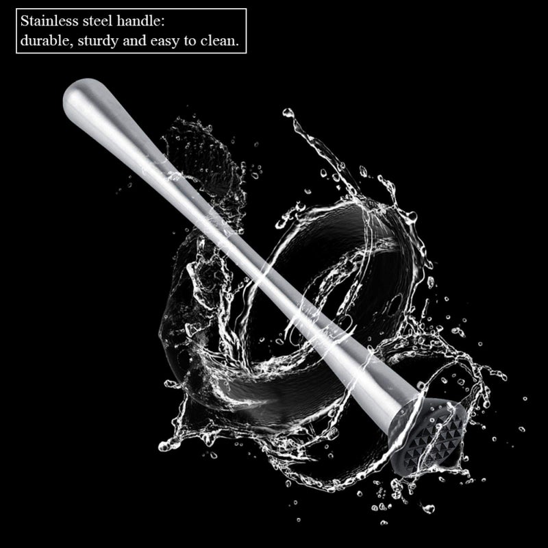 Aramox Long Stainless Steel Cocktail Muddler, 11inch Professional Drink Muddler Bar Cocktail Muddler Fruit Mixer DIY Drink Wine Barware Tool - Image 4